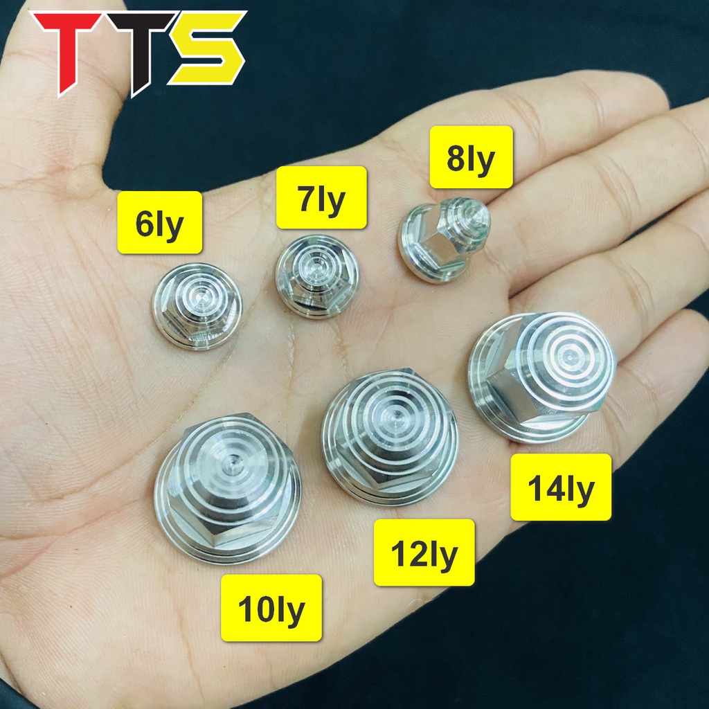 Tán Salaya V2 thái xoắn chất liệu inox 304 sử dụng lắp trục bánh, chân phuộc, cổ pô, dàn áo xe máy