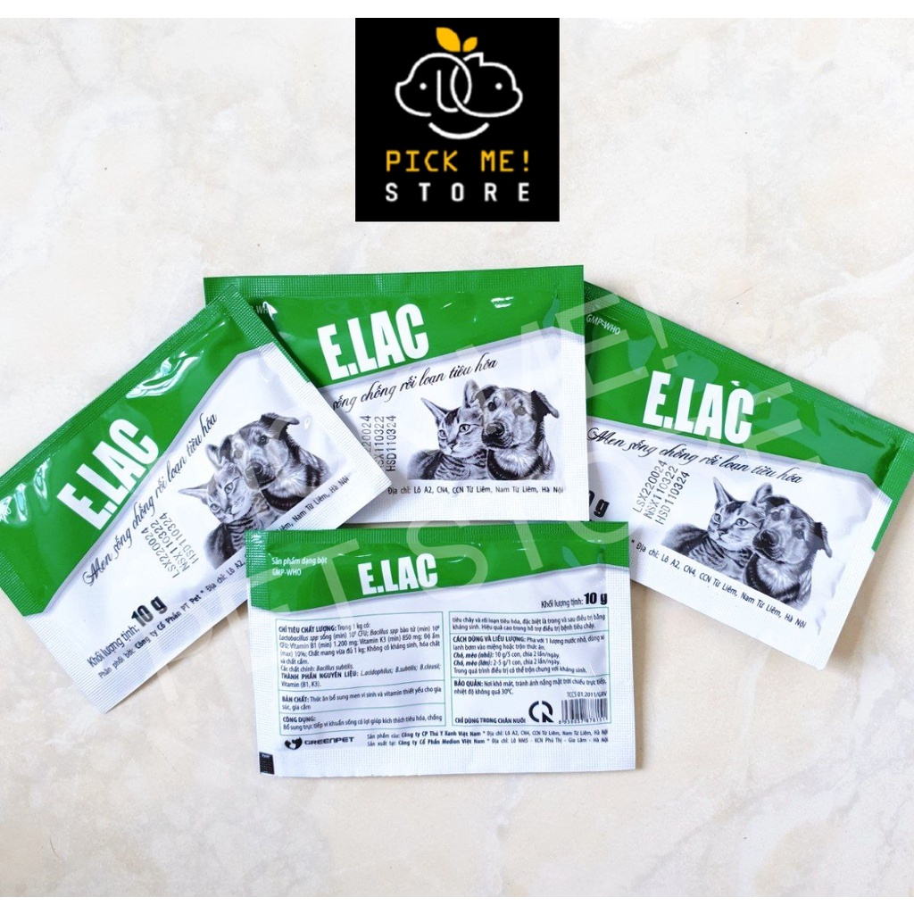 Men Sống Tiêu Hóa ELAC | E.LAC chống rối loạn tiêu hóa cho Chó Mèo 10Gr