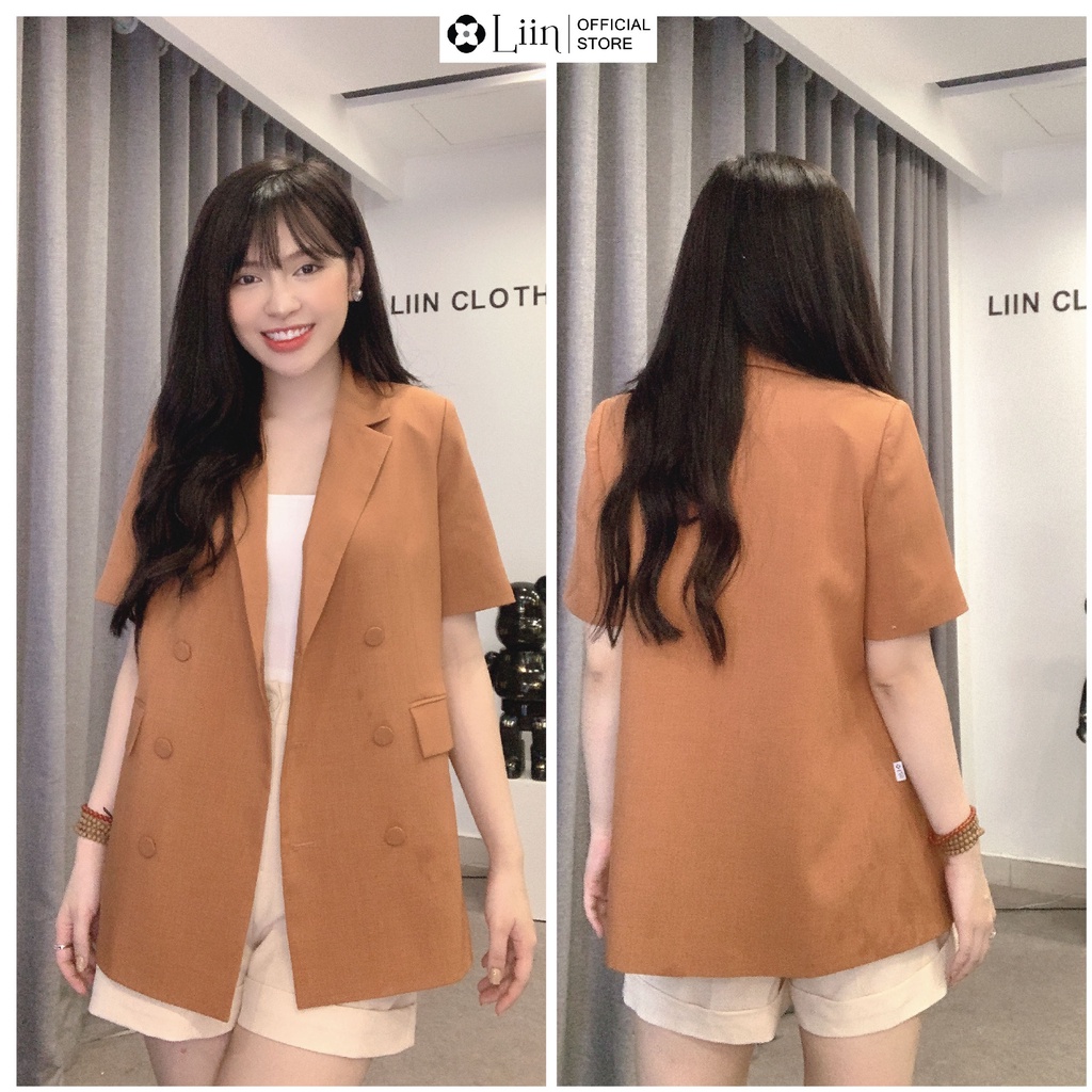 Áo vest công sở màu nâu thiết kế cộc tay kiểu dáng sang trọng, dễ phối đồ Liin Clothing V5462
