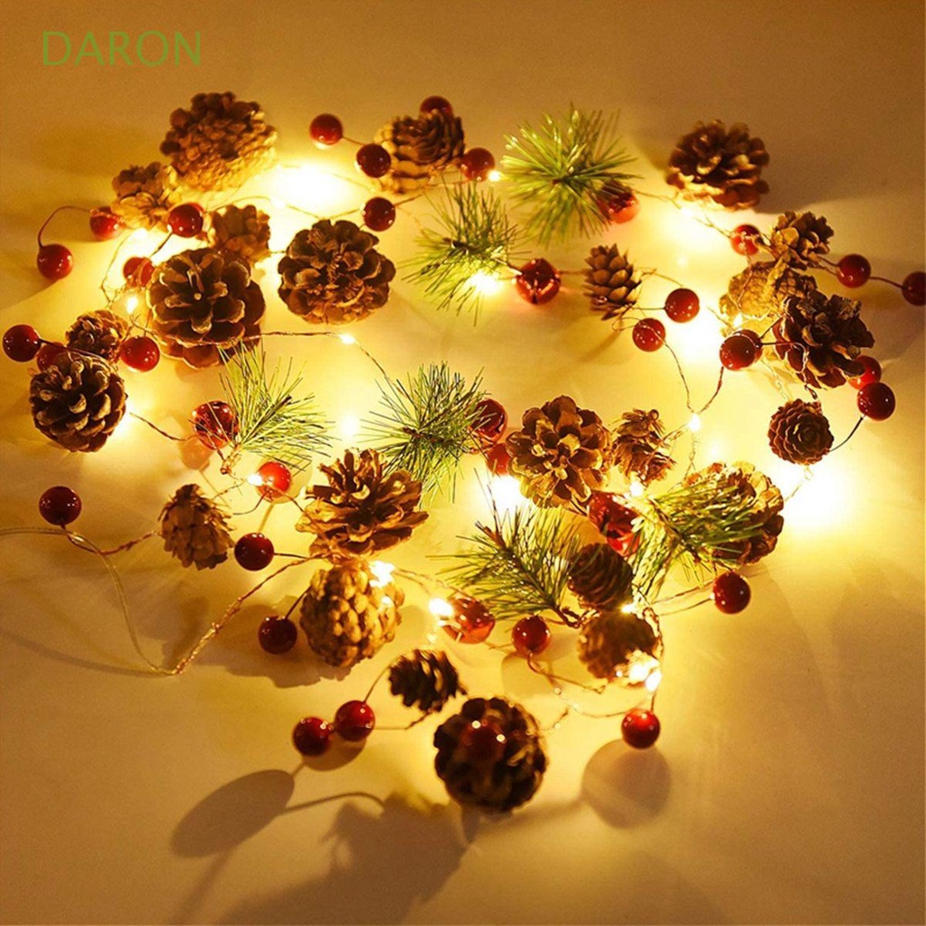 Dây đèn 20 LED 2m thiết kế hình quả thông đỏ dành cho trang trí Giáng Sinh năm mới
