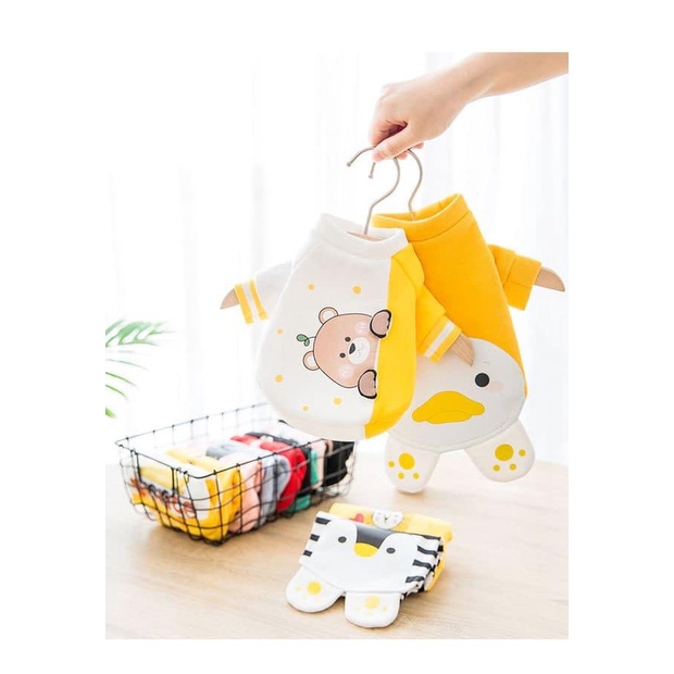 Quần áo thú cưng - áo nỉ dài tay hoạt hình dễ thương và ấm áp trong mùa thu đông cho chó mèo