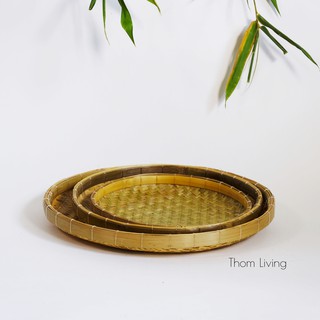 Mẹt tre cật (tre vỏ) đan kín decor, đựng thức ăn