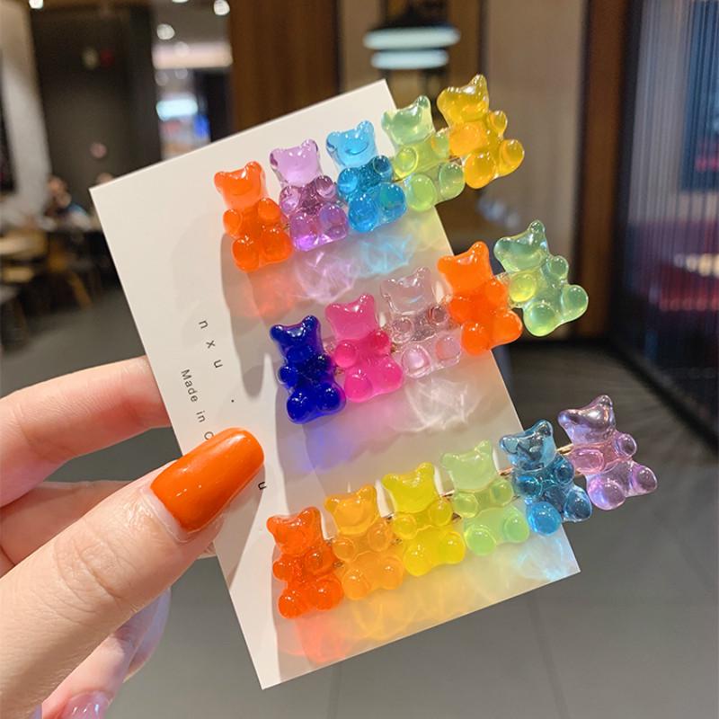 Korea Cute Jelly Rainbow Gummy Bear Hairpin Accessories Gift