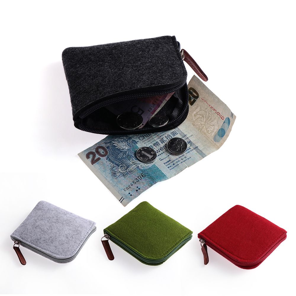 UPSTOP Ví đựng thẻ tín dụng/chìa khóa/tiền lẻ vải nỉ màu trơn mini nhiều màu tùy chọn dành cho nam và nữ