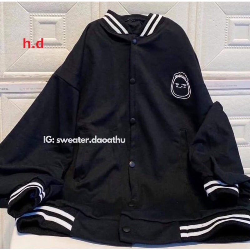 [MÃ UTNA69689 GIẢM 3000]Áo Khoác Bomber Jacket rot tay lo go Mặt người form thụng nam nữ unisex❤ Chất dù form &lt;55kg