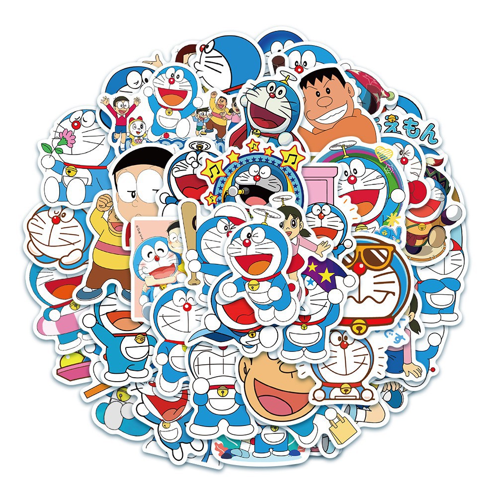 [FREESHIP 40K] SET 50 MIẾNG STICKER DÁN DORAEMON CHỐNG NƯỚC DÁN NÓN BẢO HIỂM, LAPTOP, VALI, TỦ, BÀN HỌC, XE MÁY