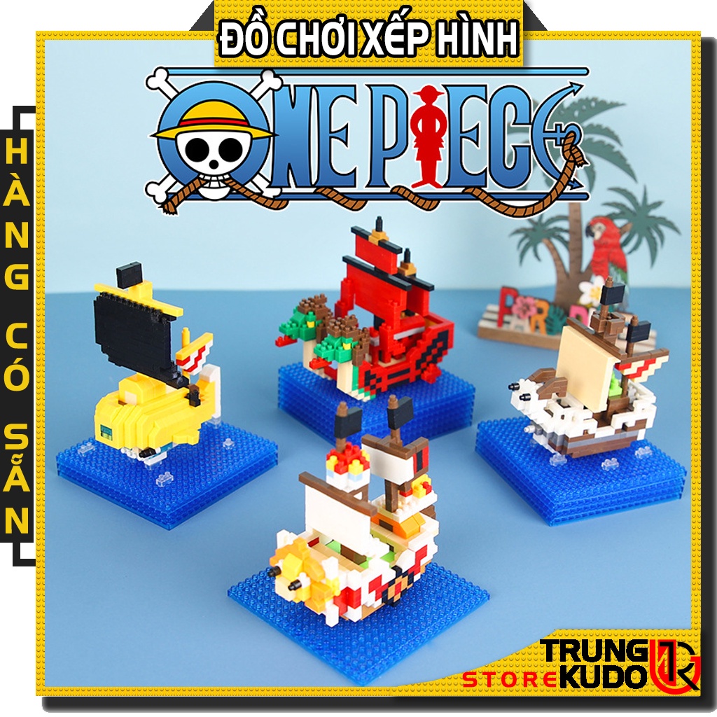 Mô hình Thuyền One Piece Dạng đồ chơi xếp hình Tàu One Piece làm quà tặng, đồ decor