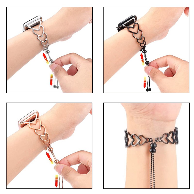 Dây đeo bằng thép không gỉ đính đá lấp lánh thích hợp cho đồng hồ Iphone Iwatch Series 4 3 2 1 38/40/42/44mm