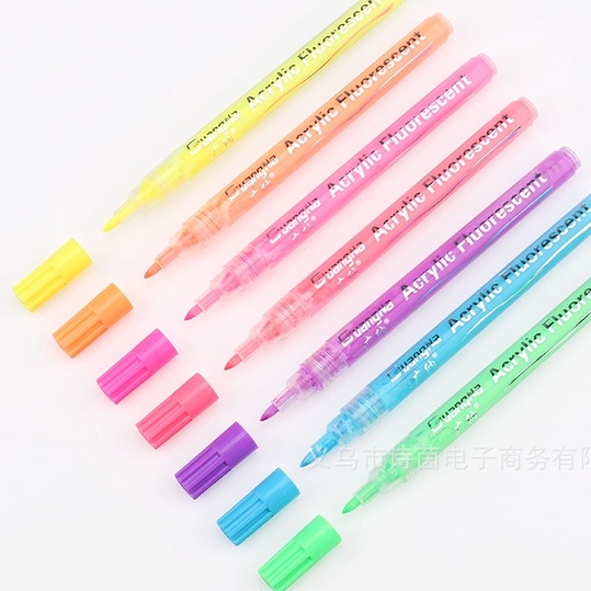 Bút Acrylic Fluorescent 0,7mm Nhiều Màu Sắc. Bút Viết Nhiều Chất Liệu: Giấy Đá Thủy tinh Gỗ Tranh Vải- MS: GN162