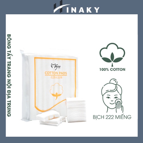 Bông tẩy trang 3 lớp Cotton Pads [Túi 222 miếng]