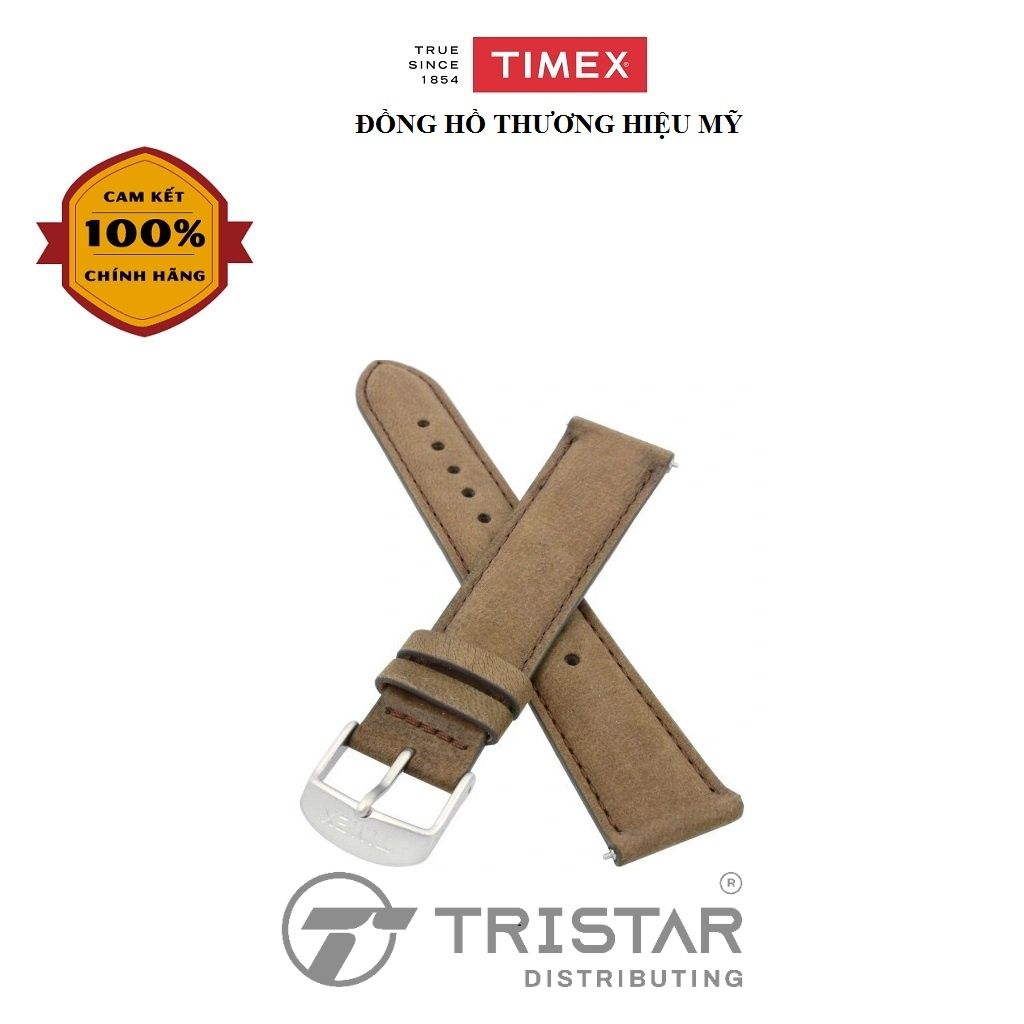 Dây da đồng hồ Unisex Timex màu nâu s20mm – TW7C08500