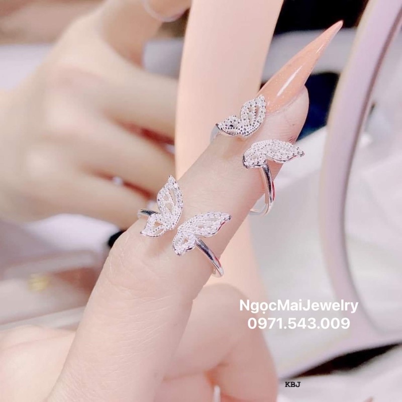 Nhẫn nữ bạc dáng cánh bướm hở Ngọc Mai Jewelry tay nào cũng vừa xinh xắn sang xịn