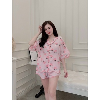 Bộ Mặc Nhà Pijama Lụa Mango Cộc Đùi Size Dưới 65kg