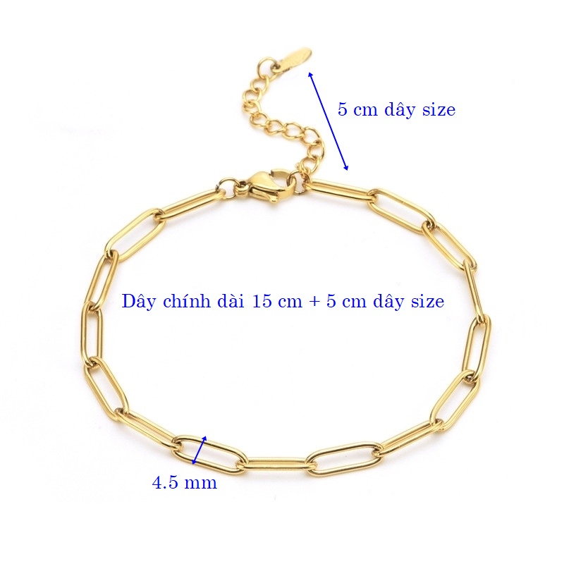 Lắc tay titan nữ kiểu mắt xích thời trang không đen gỉ
