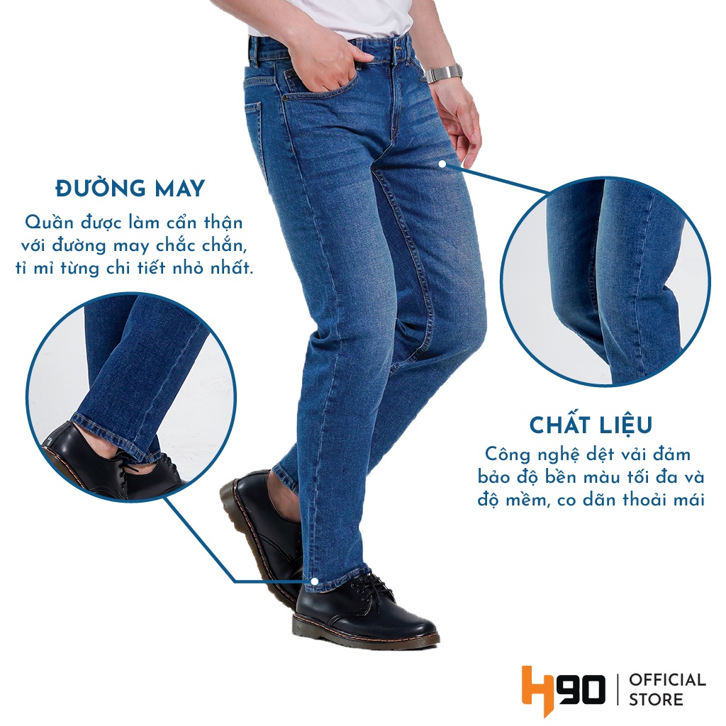 Quần Jean Nam Cao Cấp Form Ôm H90 Dáng Slimfit Chất Bò Co Giãn J069