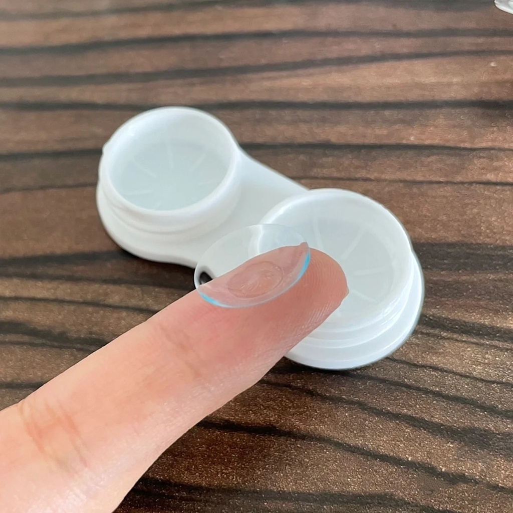 1 Cặp 2 Thấu Kính Áp Tròng Suốt Kèm Bộ Phụ Kiện