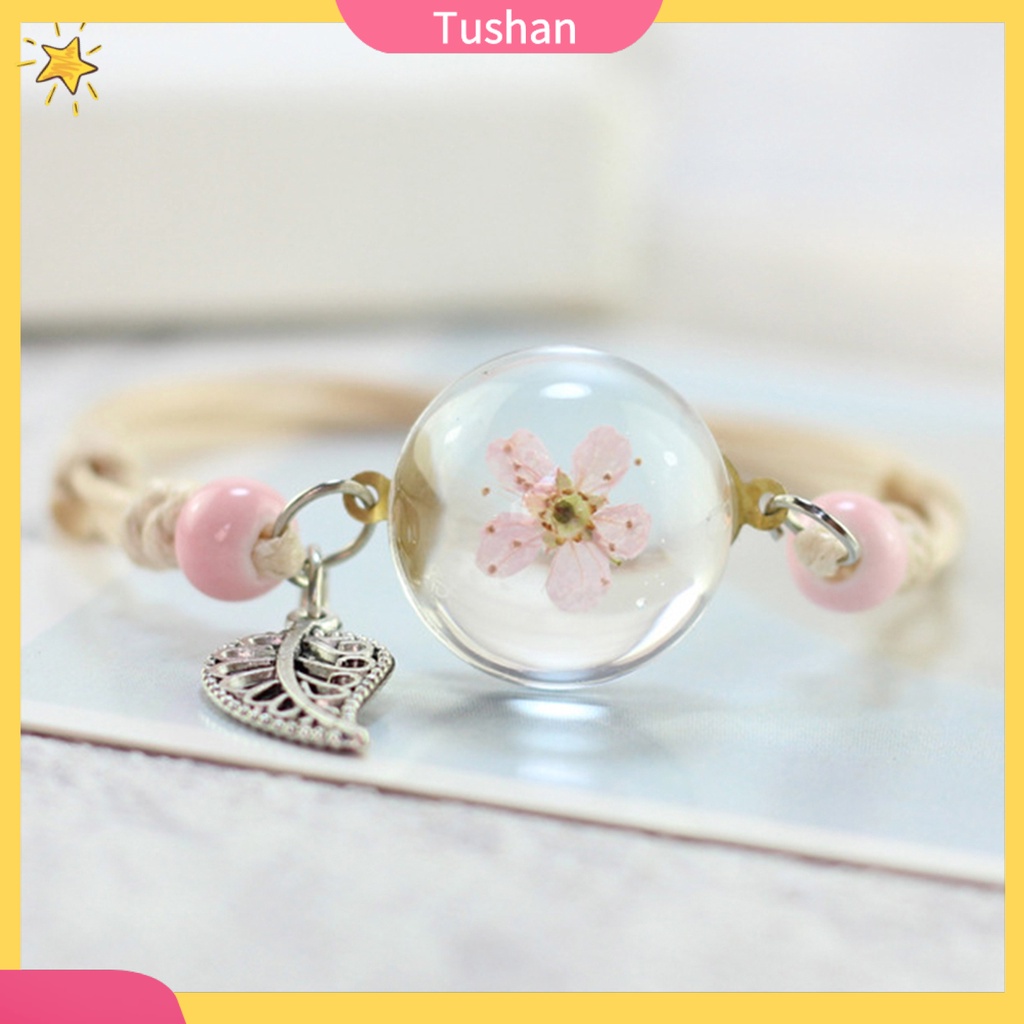 Vòng tay mặt hoa bồ công anh khô thời trang