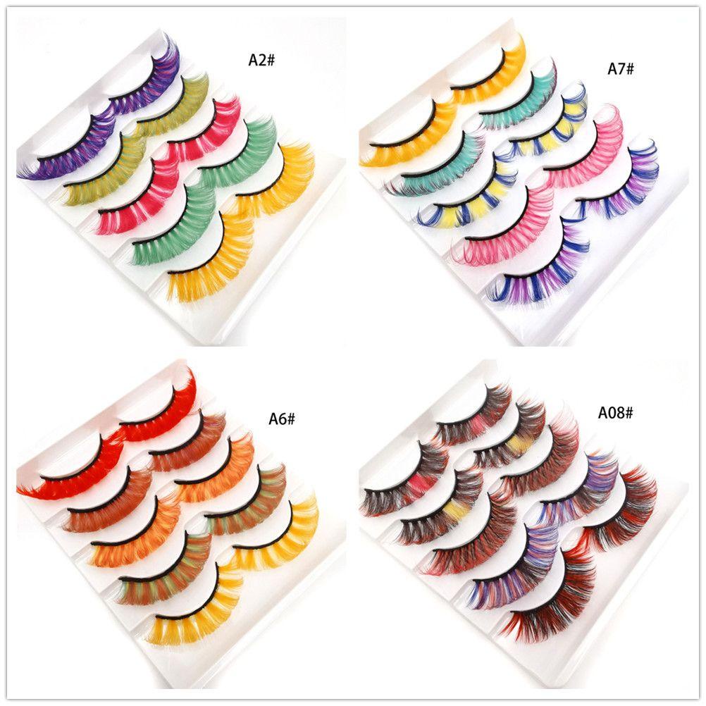 Set 5 Cặp Lông Mi Giả Bồng Bềnh Tự Nhiên Nhiều Màu Sắc Có Thể Tái Sử