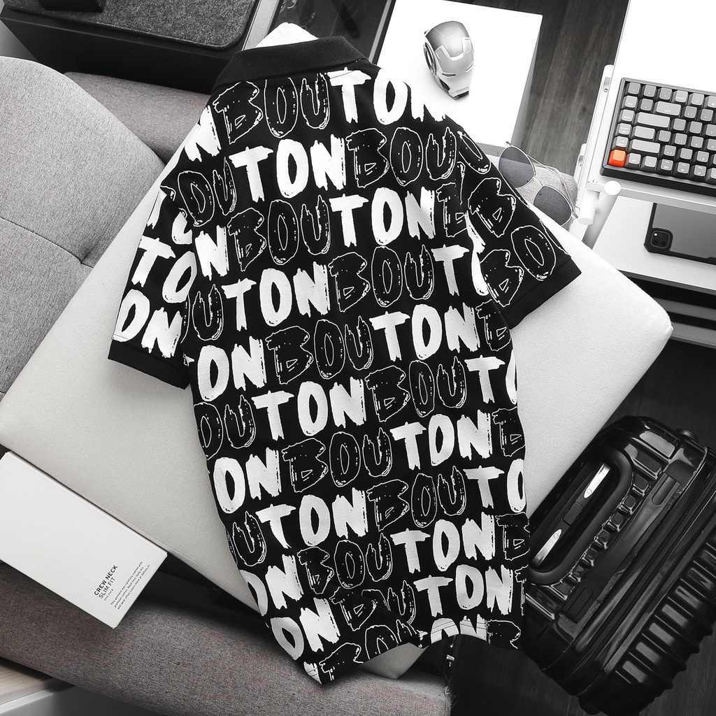 Áo Thun Polo Nam, Áo Phông Polo Nam Có Cổ Tay Ngắn BOUTON In Hình, Vải Cá Sấu Cotton Cao Cấp, Form Slim PLBO0018 160STOR | BigBuy360 - bigbuy360.vn