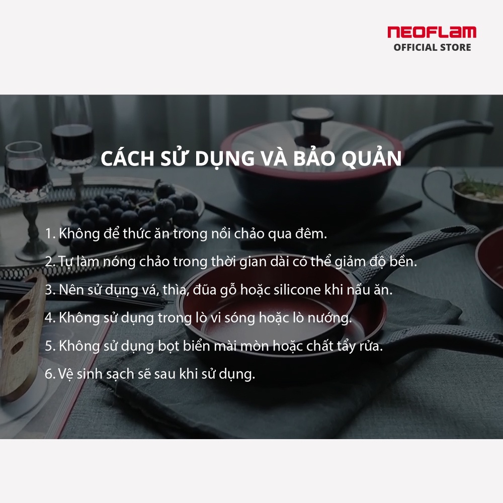 [Mã BMBAU300 giảm 10% đơn 499K] Nồi de Chef Neoflam size 20cm, tráng gốm, chống dính, giữa nhiệt tốt EKDCC20