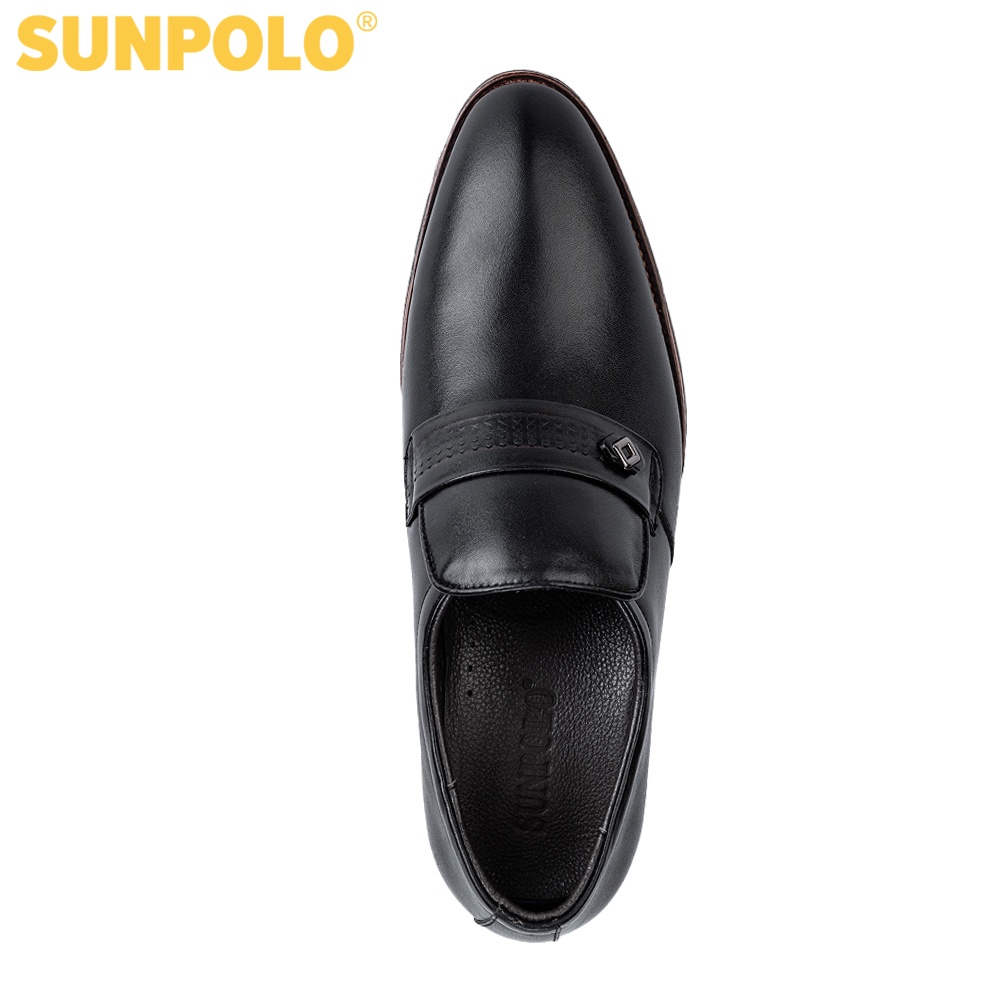 Giày tây nam Da bò cao cấp SUNPOLO giày đi làm, công sở đế cao 3cm SPH428