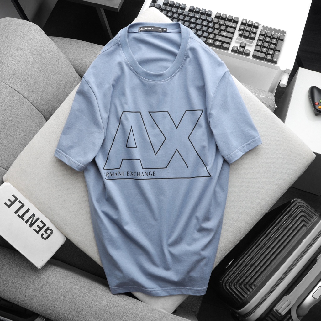 Áo thun phông rộng phom 50 - 95 Kg cộc tay - Unisex - In hình - ArmaniExchange - Đen, Trắng, Ca Cao