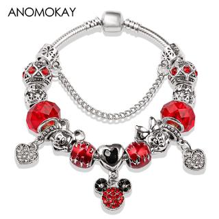 Vòng tay đính hạt phối mặt hình chuột Mickey sành điệu