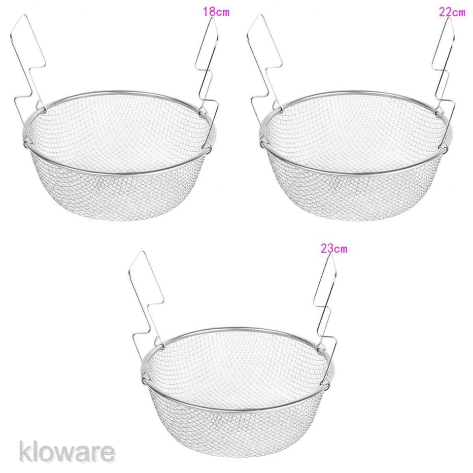 Rổ Lưới Lọc Bằng Thép Không Gỉ Hình Tròn Có 3 Kích Cỡ Dùng Để Chiên Rau Củ Quả