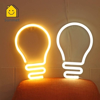 Đèn Led Neon trang trí hình bóng đèn sáng tạo dùng pin hoặc USB -Thích hợp decor phòng học, quán cafe, phòng ngủ