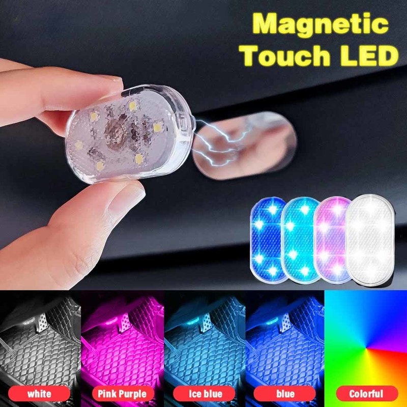 1 Bộ Đèn LED Mini Gắn Trần Xe Hơi Có Thể Sạc Lại Bằng Cổng USB