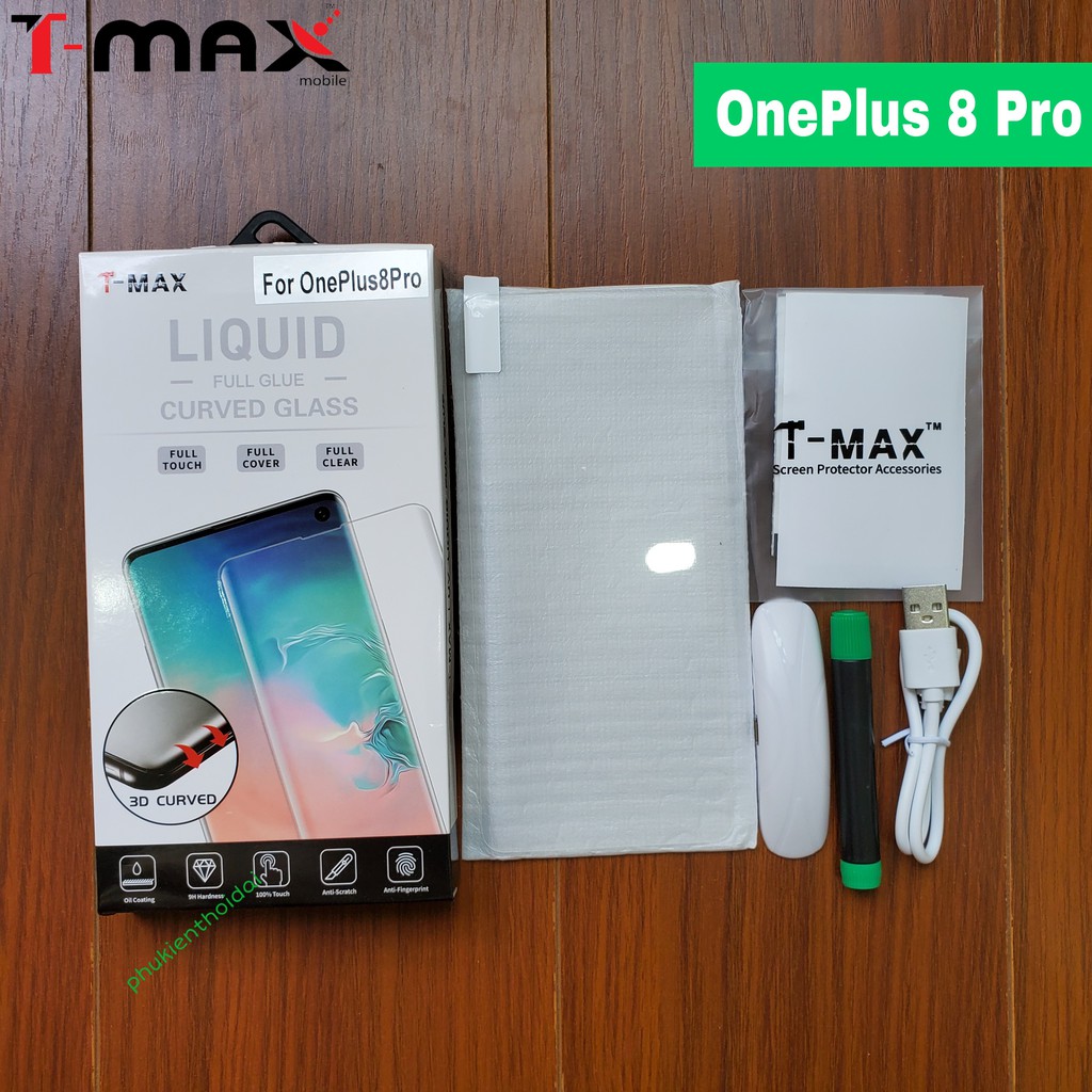Cường lực Oneplus 8 Pro 💝FREESHIP Từ 50k💝 UV T-Max LIQUID trơn mượt Full màn trong suốt cao cấp tmax ( có đèn )