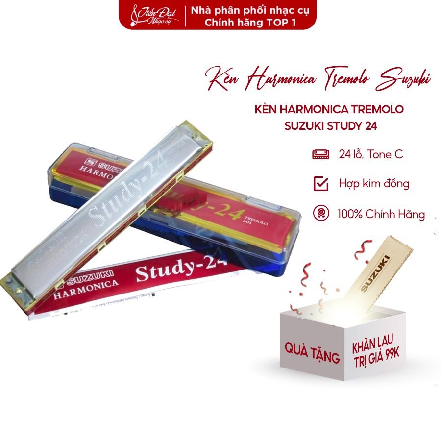 Kèn Harmonica Tremolo SU-24, Suzuki Study 24, Suzuki Winner 24, Folk Master Chính Hãng