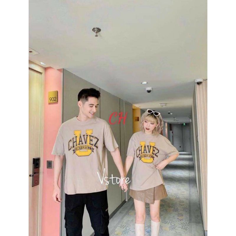 ÁO ĐÔI CẶP nam nữ form rộng Unisex, mặc lớp, nhóm in chữ Chera va Donut❤Tự Thiết kế