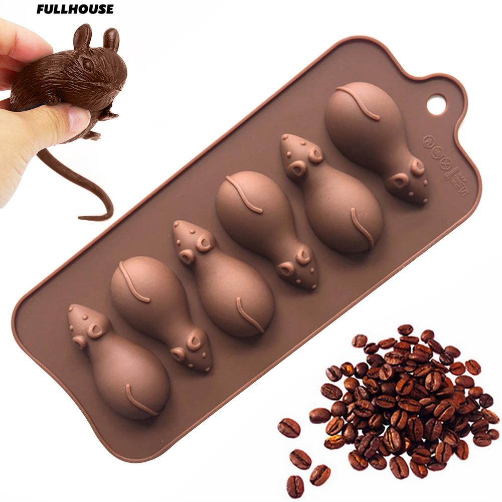 6 Cavities Mouse Silicone Cake Pudding Jelly Mold Chocolate DIY