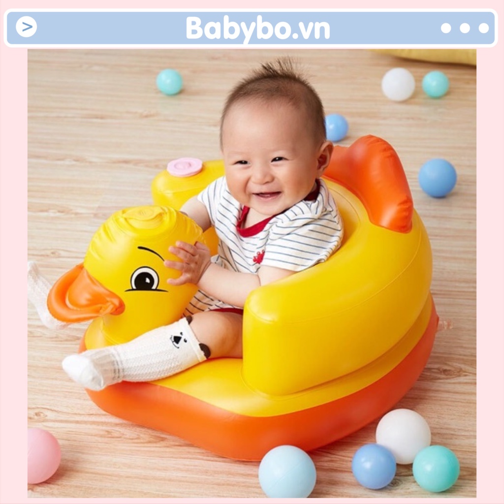 Ghế hơi tập ngồi chống gù lưng hình con vịt vàng cho bé