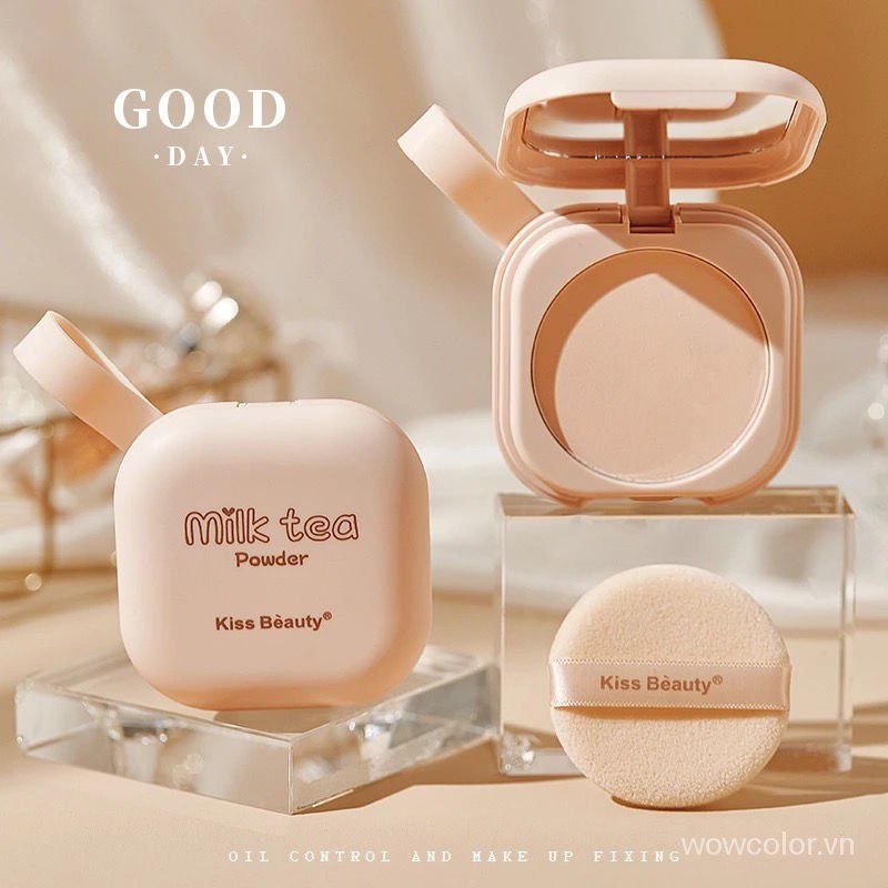 [Hàng mới về] Phấn che khuyết điểm dạng nén KissBeauty chiết xuất từ trà sữa / mật ong kiềm dầu kháng nước tốt