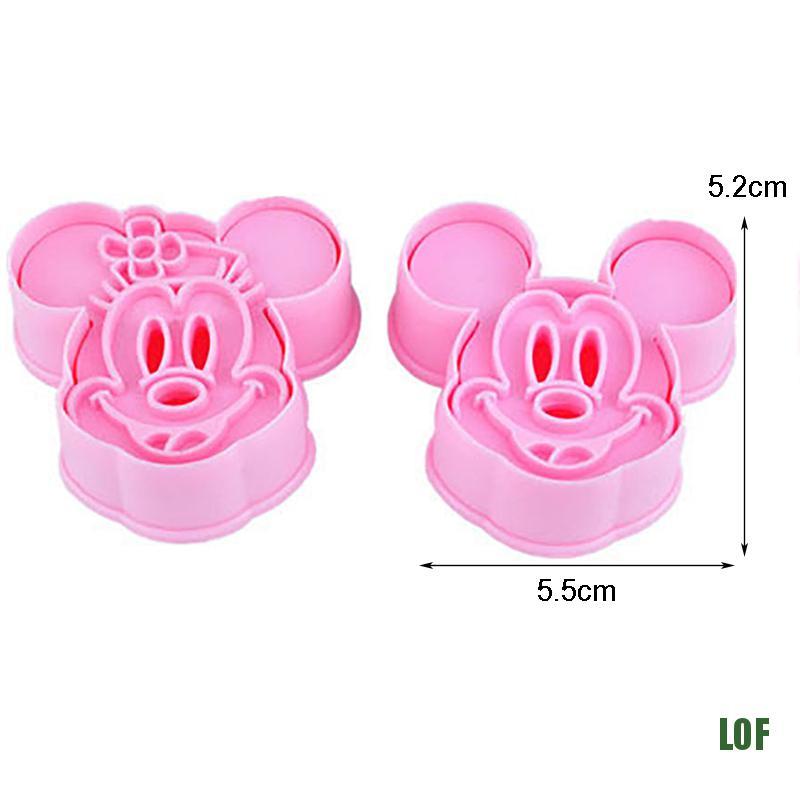 Set 2 Khuôn Cắt Bánh Quy Hình Chuột Mickey / Minnie 3d Dễ Thương