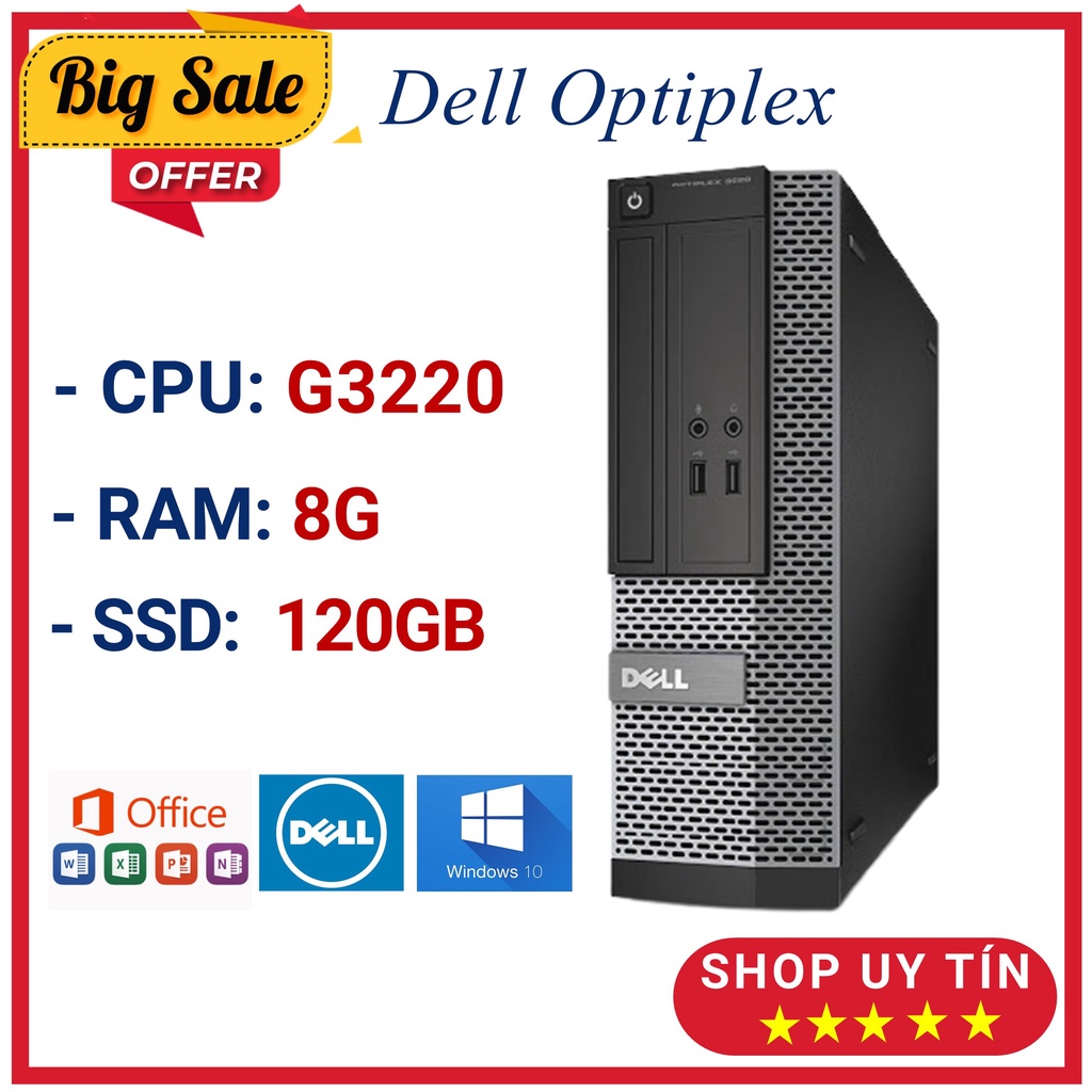 PC Cũ Giá Rẻ ⚡ Cây Máy Tính Văn Phòng - Dell Optiplex 3020/7020/9020 (G3220/Ram 8G/SSD 120GB) - BH 12 Tháng