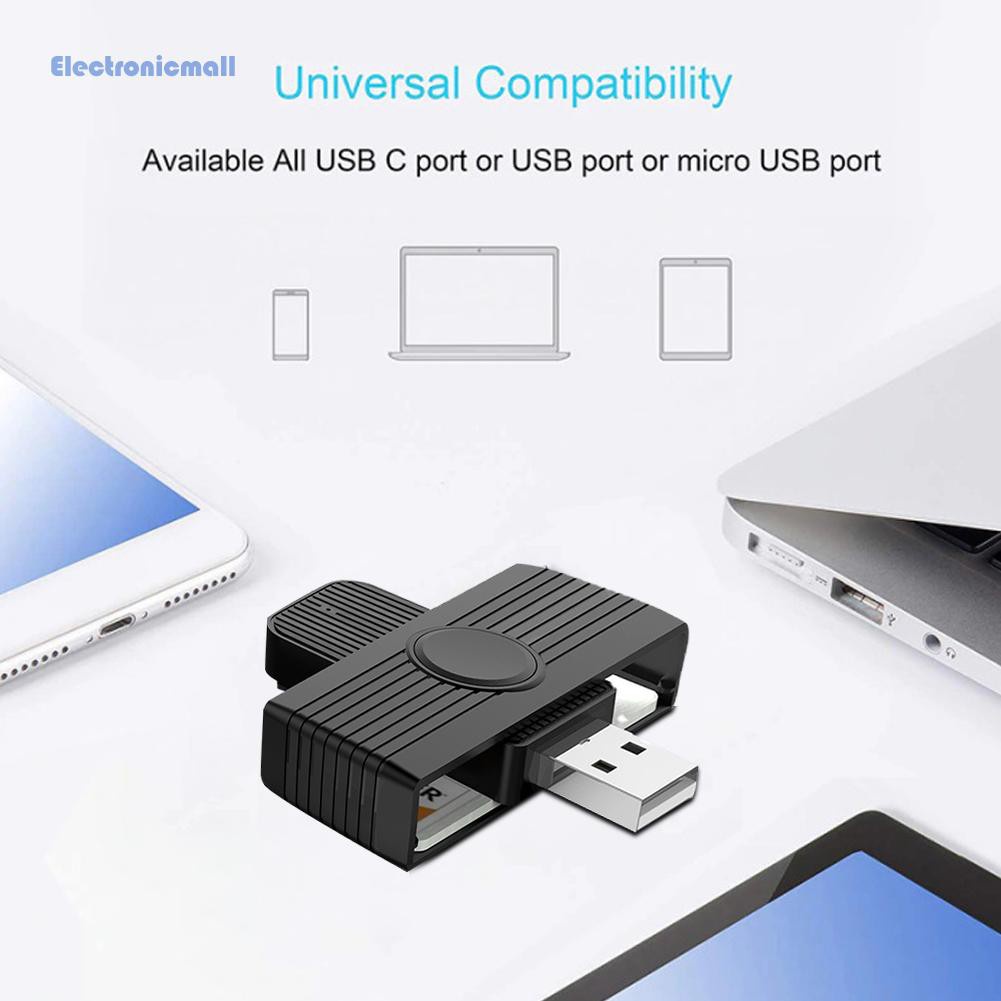 ElectronicMall01 USB Smart Card Reader for Bank Card SIM ID CAC Connector for PC Computer