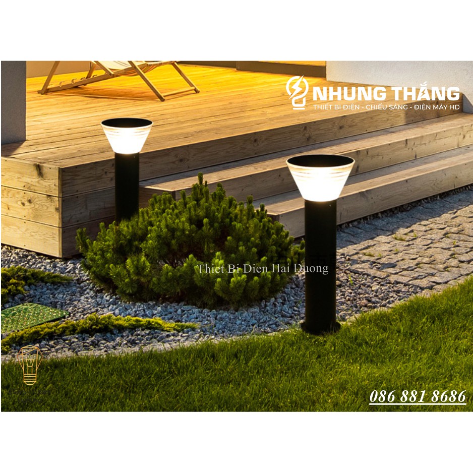 Đèn Cột Sân Vườn Hình Nón DSV-2160 - Chiều Cao 60cm - Sử Dụng Điện Và Dùng Năng Lượng Mặt Trời - Chống Nước IP65
