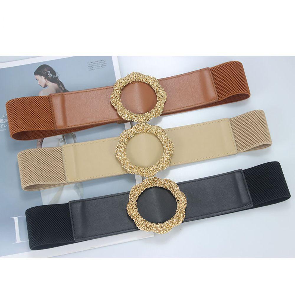 Thắt Lưng Vải Canvas Phối Hoa Bằng Da PU Màu Ngà Phong Cách Hàn Quốc Sang Trọng