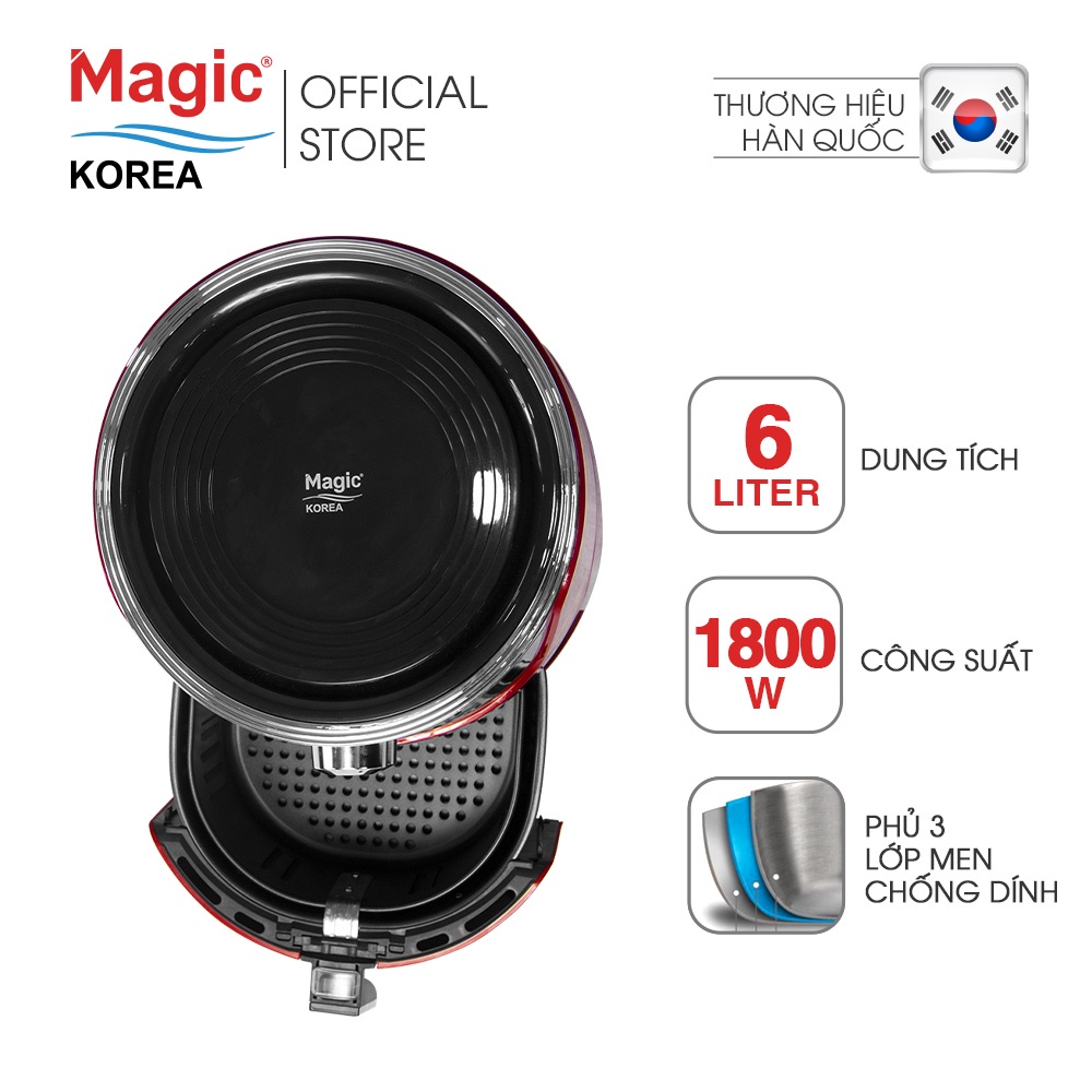 [Mã ELHADEV giảm 4% đơn 300K] Nồi chiên không dầu Magic Korea A-801 Đỏ 6L - Hàng chính hãng