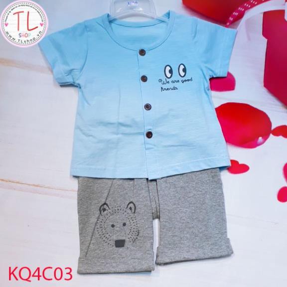 Thời Trang Trẻ Em -Bộ Quần áo lửng đóng nút quần xắn gấu – Quần Áo Bé Trai - Bộ Bé Trai - Quần Áo Bé Gái - Bộ Bé