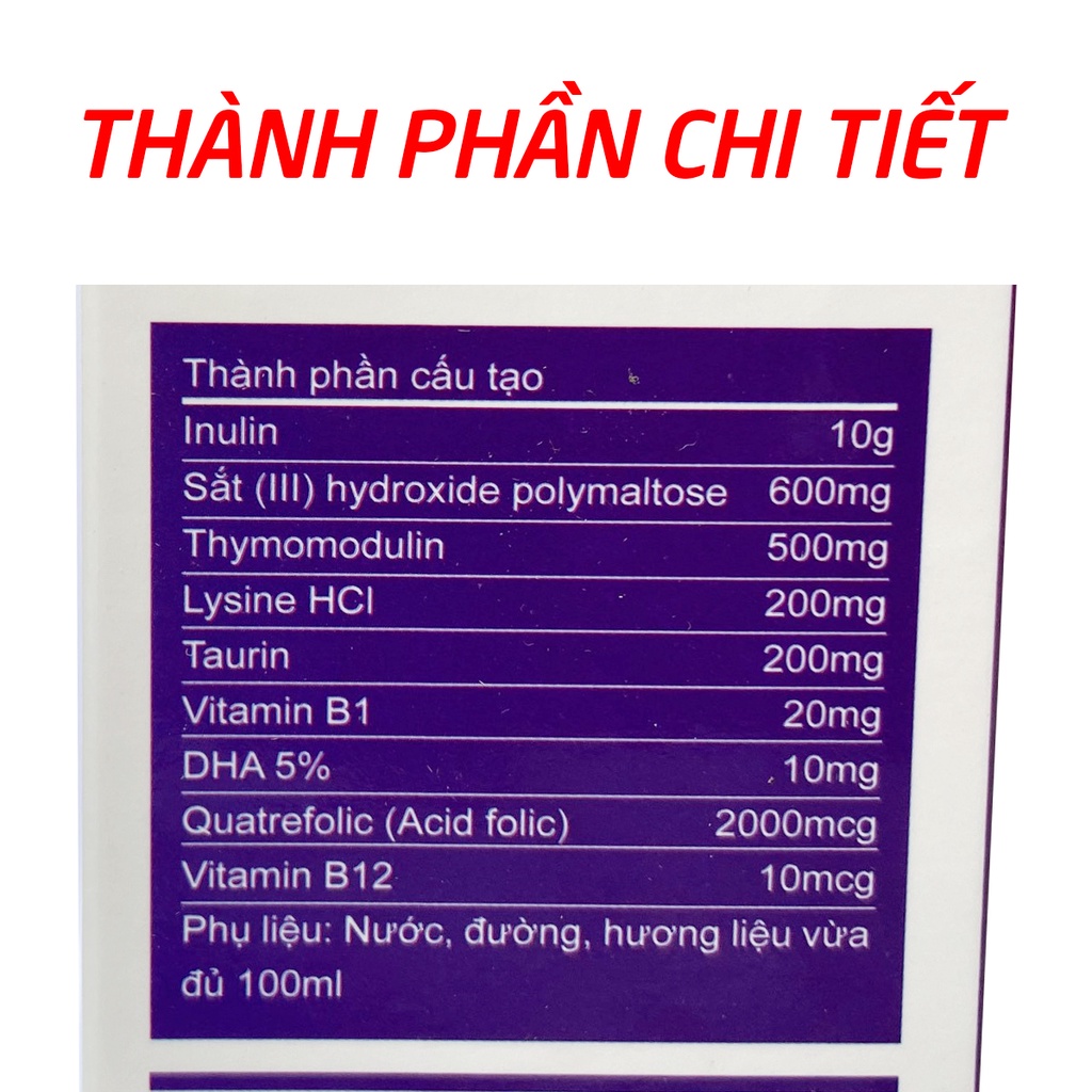 Siro sắt hữu cơ dạng ống giảm tình trạng thiếu máu, da xanh xao, chóng mặt - 20 ống (HEMABION)