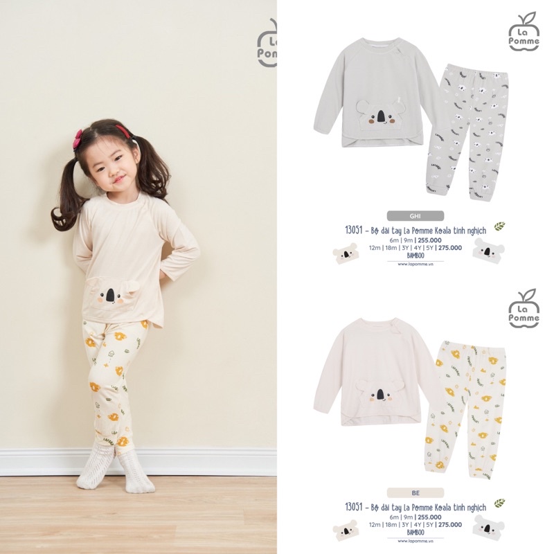 La Pomme bộ dài tay koala tinh nghich cho bé 6m-5y AW2022