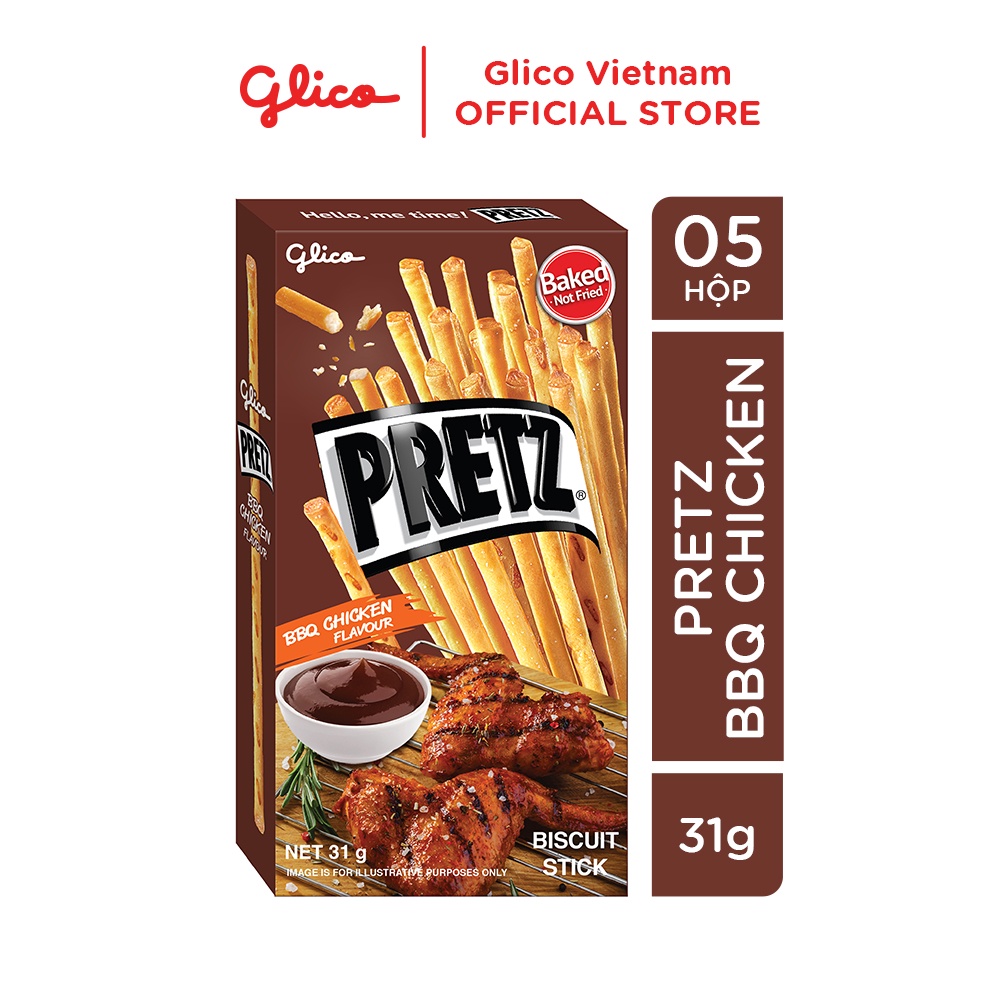 Bánh que nướng giòn vị khoai tây GLICO Pretz Original Flavour 31g (Combo 5 hộp)