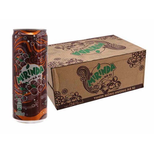 Thùng 24 lon nước ngọt Mirinda hương xá xị 330ml