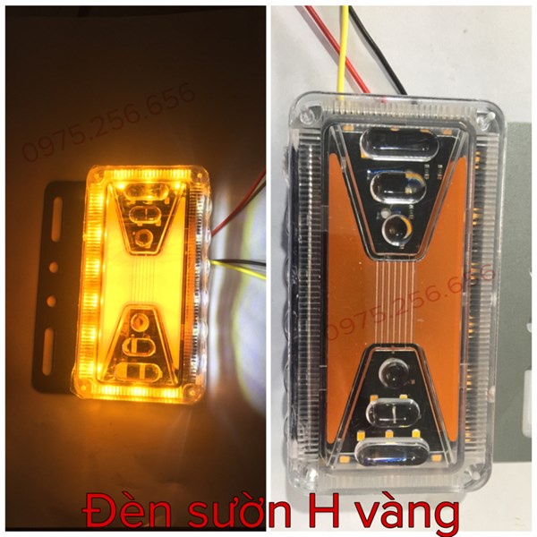 Đèn led sườn Chữ H Vàng 24v đèn sườn 2 chế độ đèn led trang trí ô tô xe tải
