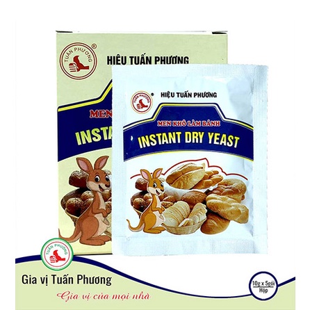 Men nở làm bánh Tuấn Phương, hộp 5 gói x 10g bột nở con chuột, men khô chất lượng dùng làm các loại bánh, HSD còn nhiều