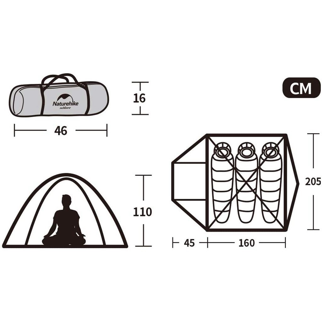 Lều cắm trại 3 người NatureHike NH18Z033-P